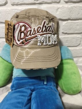 LEADER LOGA Baseball Mom Cadet Army Hat Women's Tan Cap Military Rhinestone